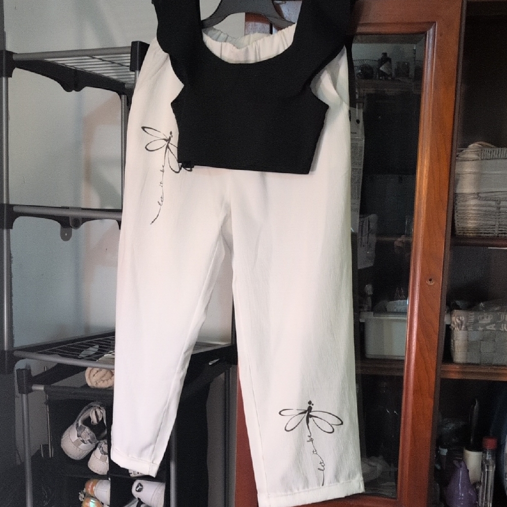 Fashion Nova Black and White Cropped Jumpsuit